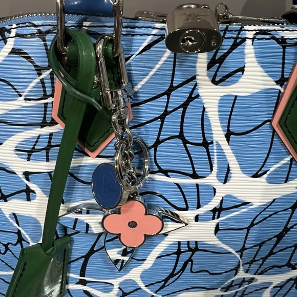 100% Authentic! LOUIS VUITTON Alma BB Aqua Print Epi Leather Crossbody Bag Blue - Picture 3 of 5